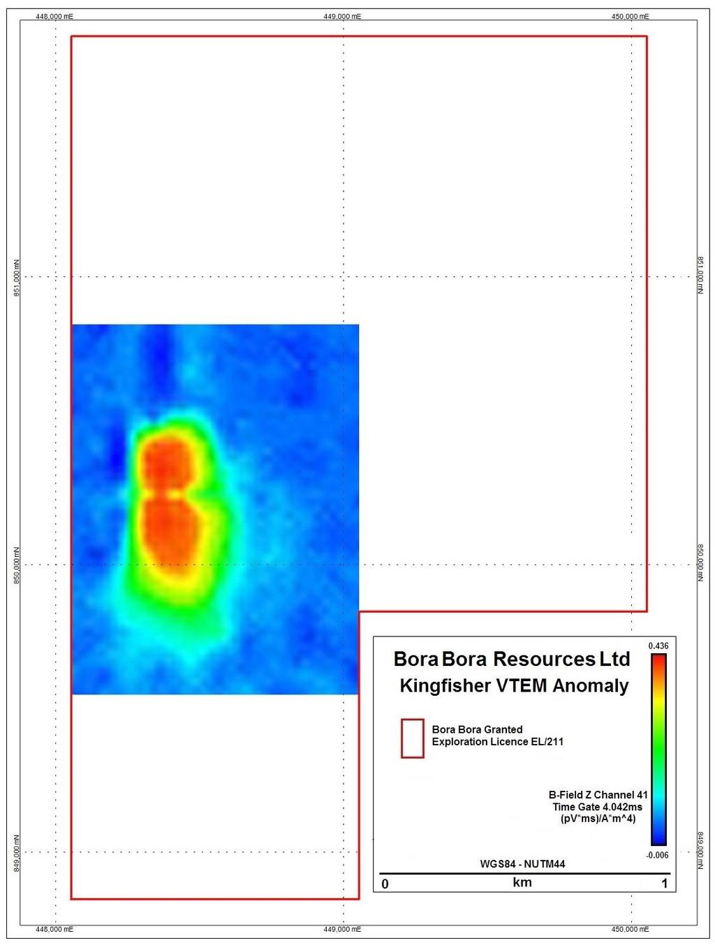 Figure 1: Kingfisher Prospect bullseye VTEM anomaly at the Matale/Kurunegala Graphite Project As displayed in Figure 1, the VTEM has revealed a clear bullseye anomaly with a similar intensity and