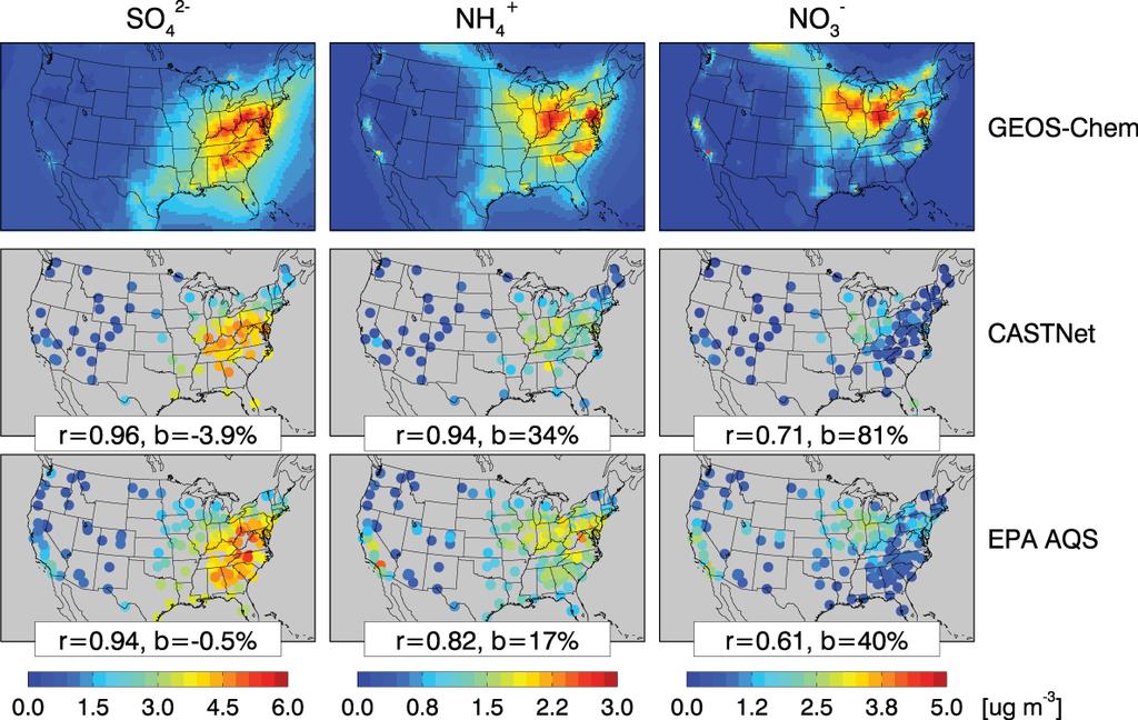 Model evaluation of surface aerosol concentrations Annual mean of 2006!
