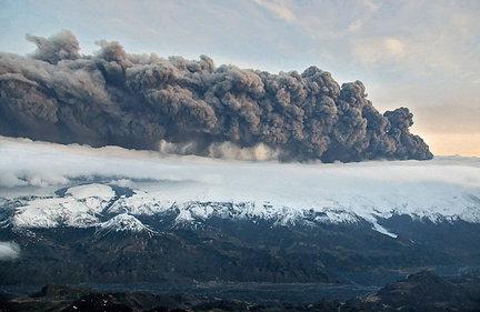 The eruption of the volcano