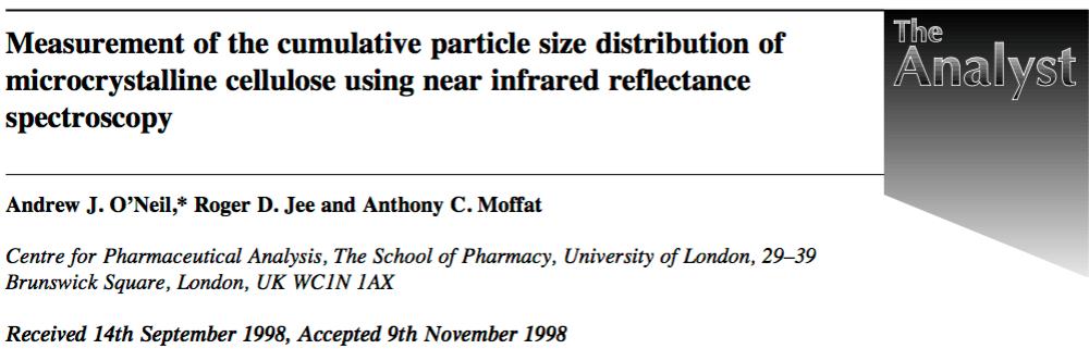 Factors that Influence NIR Spectra Particle Size cellulose samples a: 24 µm b: 45.8 µm c: 93.