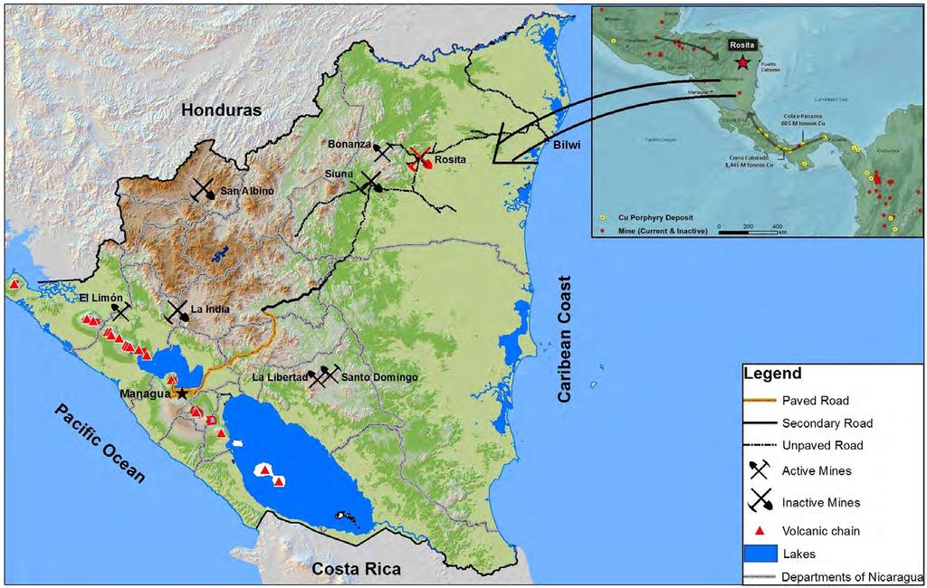 Project Location and Infrastructure Nicaragua Access, Infrastructure and Safety A Mining Country Historically the principal gold producing country in Central America; A mining friendly country with a