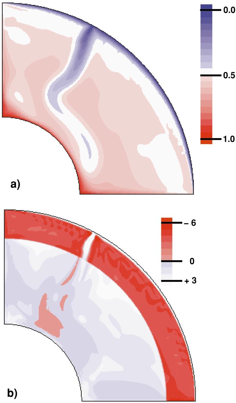 A.K. McNamara et al. / Earth and Planetary Science Letters 191 (2001) 85^99 93 Fig. 2. Snapshot of a model run with g diff = 10 and g disl = 14 in the lower mantle.