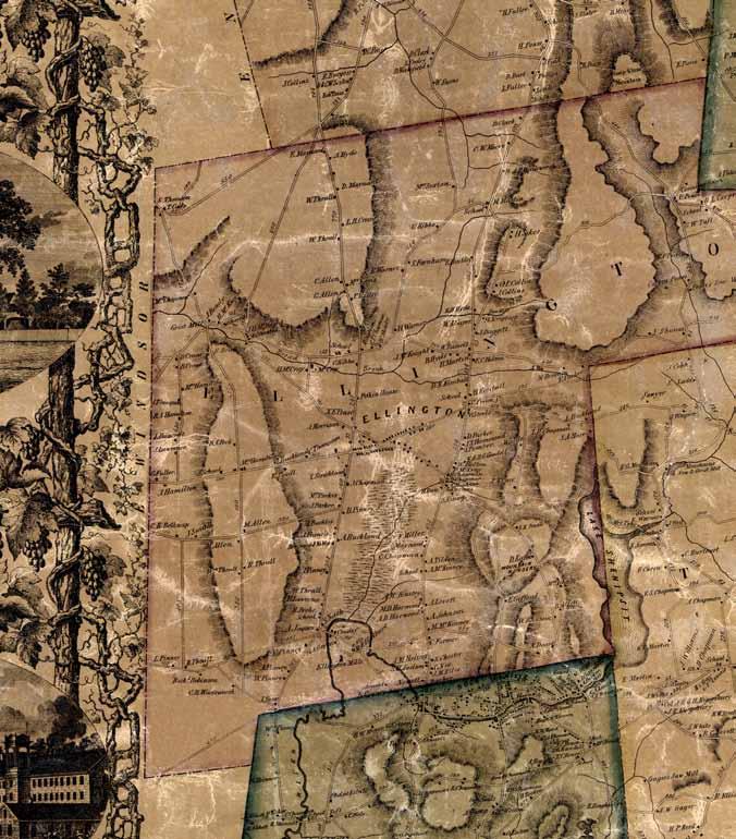ELLINGTON 14 Map of Tolland County, Connecticut 1857