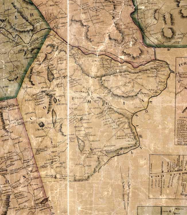 COLUMBIA 8 Map of Tolland County, Connecticut 1857