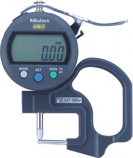 BSOLUTE Digimatic Thickness Gauge Series 547 This BSOLUTE Digimatic Thickness Gauge enables you to measure tube wall thickness. 547-360 With indicator ID-C 543-400BS Max.