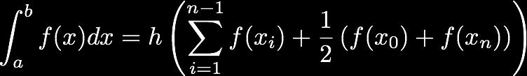 Trapezoidal rule Approximate integral of f(x) by