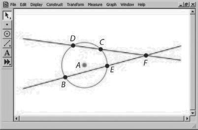 Use the figure for ercises 3. Suppose ou use geometr software to construct two secants and that intersect outside a circle at F.