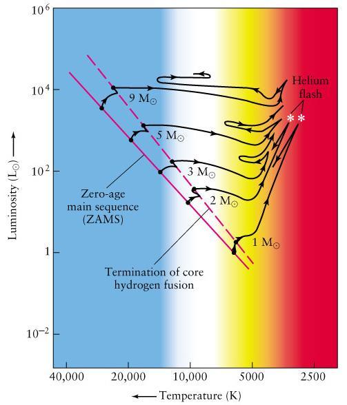 Helium Fusion Red Giant Change radius and surface temperature in late stages