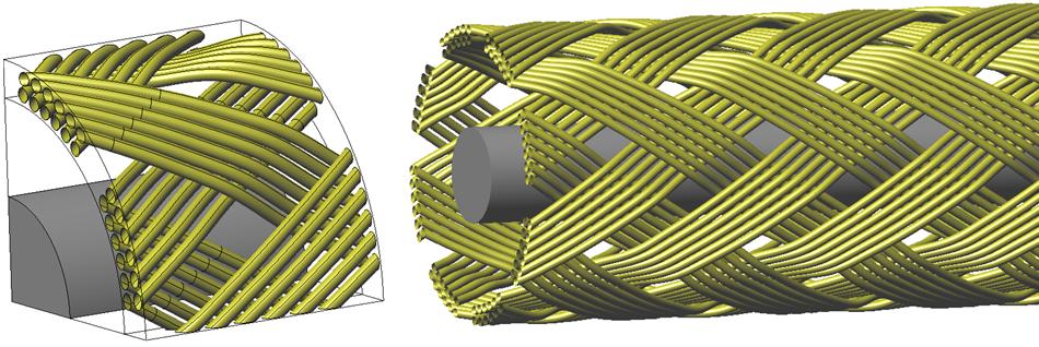 Braided wire CAD geometry generated with the one-step wire mode activated.