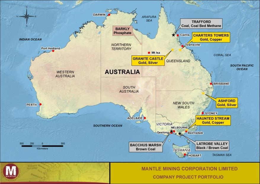 MANTLE MINING CORPORATION LIMITED s COMPANY PROJECT PORTFOLIO: Granite Castle Gold & Silver (QLD) Charters Towers Gold & Copper (QLD) Haunted Stream Gold & Copper (VIC) Ashford Gold & Silver (NSW)