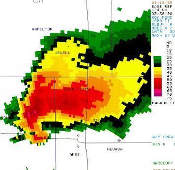 Classic Supercell N Light Rain Moderate/Heavy Rain & Hail Gust Front Hook echo Anvil Edge Supercell
