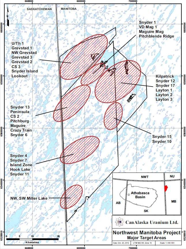 Major Target Areas 30 km Compilation of all exploration data resulted in the identification of 7 major target areas requiring follow up work.