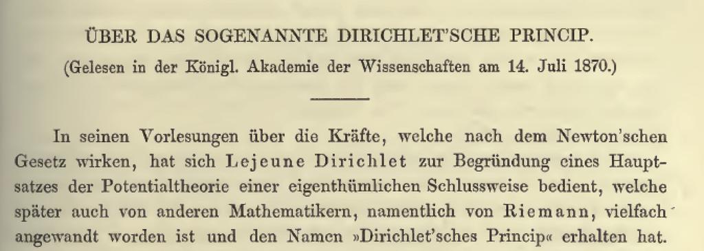 The Dirichlet Principle Riemann and the Weierstraß