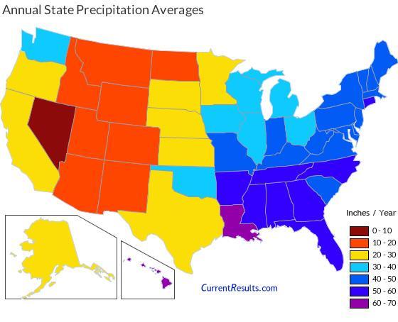 How Much Water Does Utah Get? Nevada is the driest state (9.