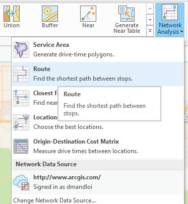 Using Directions service Use Route analysis