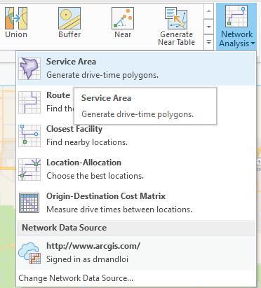 Using Service Areas service Use Service Area analysis layer in ArcGIS Pro Use Create Drive Time Areas, Summarize Nearby or