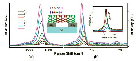 In this paper, we report on the frequency shift of the Raman spectra taken at different locations along the same SWNT, showing different results when the SWNT is freely suspended or when interacting