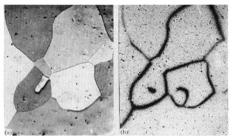 Slika 4-18 Slika 4-19 Navedene činjenice potvrđuju i pokusi s radioaktivnim izotopima, gdje se uočava da je uzduž granice zrna difuzija intenzivna, a uzduž sraslaca (strelice na slici 4-19) nema