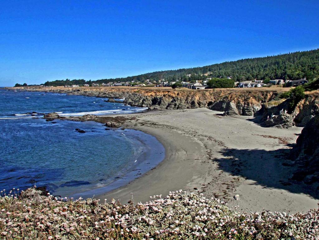 Stengel Beach Weathered zone Access steps and shale Photo: looking north to Stengel Beach from bluff (near post 23) The bluff along Stengel Beach is formed from thin-bedded sandstone and shale of the