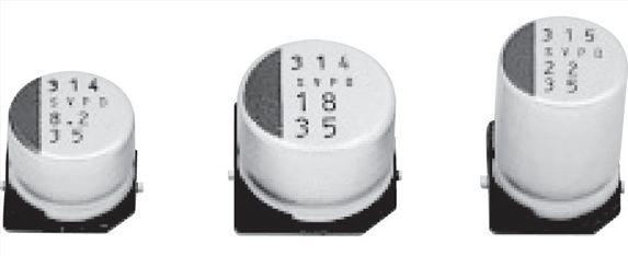 SMD Aluminum Solid Capacitors with Conductive Polymer FEATURES New OS-CON series provides improved characteristics with up to 25 C temperature capability and 35 V maximum voltage rating in a SMD