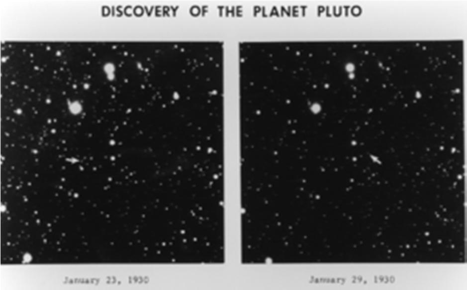 Discovery photographs of Pluto Clyde Tombaugh's discovery of Pluto in 1930 appeared to validate Lowell's hypothesis. Pluto was officially considered the ninth planet until 2006.