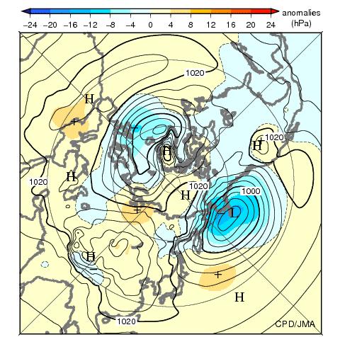 Wave trains were dominant over northern Eurasia with clear positive anomalies over Western and Central Siberia in January (Fig. 2.
