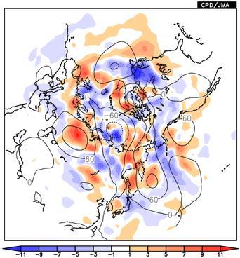 300-hPa wave activity flux (vectors; unit: m 2 /s 2 ) and stream function anomalies