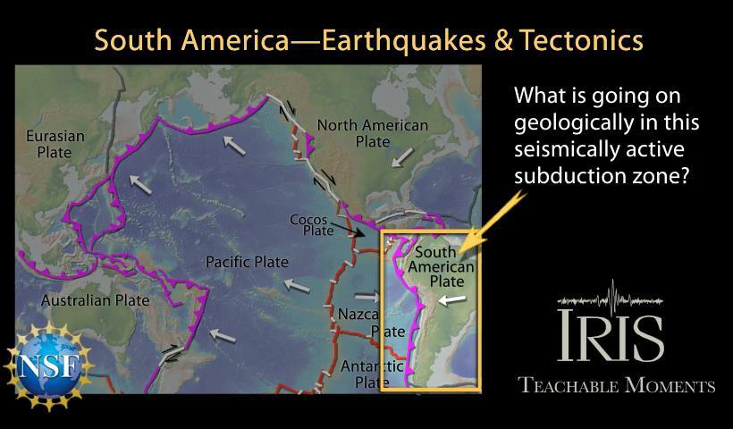 This magnitude 7.1 earthquake is typical of subduction zone earthquakes on the shallow portion of the Nazca South America Plate boundary.
