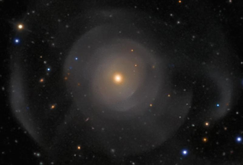 Figure 15: Image of a galaxy showing stellar shells. In the past a small galaxy was tidally disrupted by a larger one.