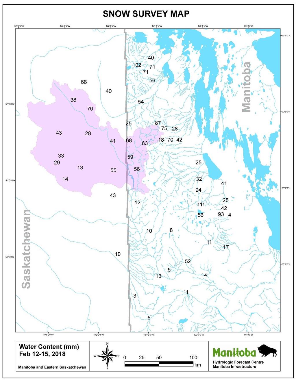 Figure 3 - February 12 th 15 th, 2018 snow survey