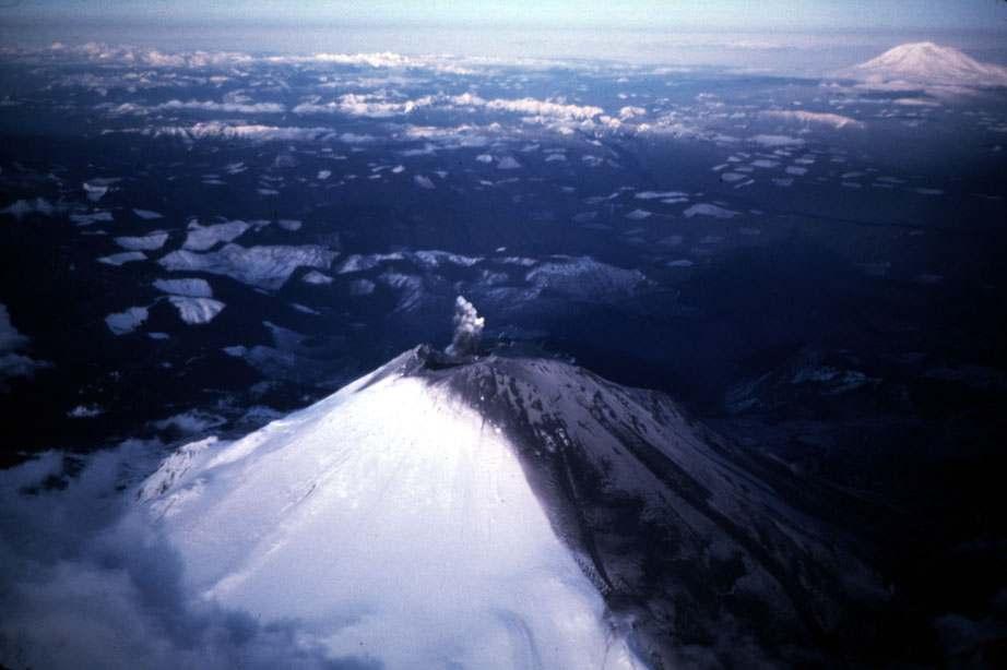 Small phreatic eruption on May 11, 1980; view to south; dashed area