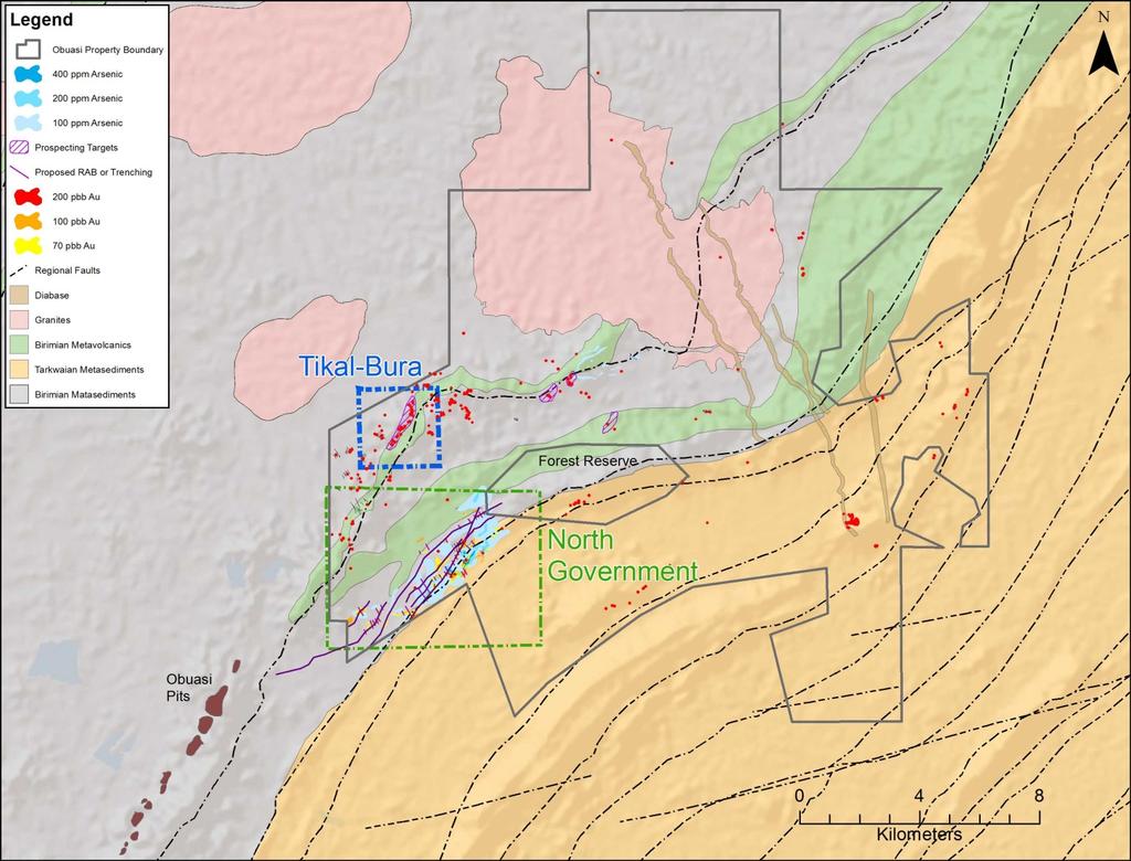 Next to Largest Vein Deposit in World Targets along Main Structure Tikal - Bura and at the Birimian contact in North