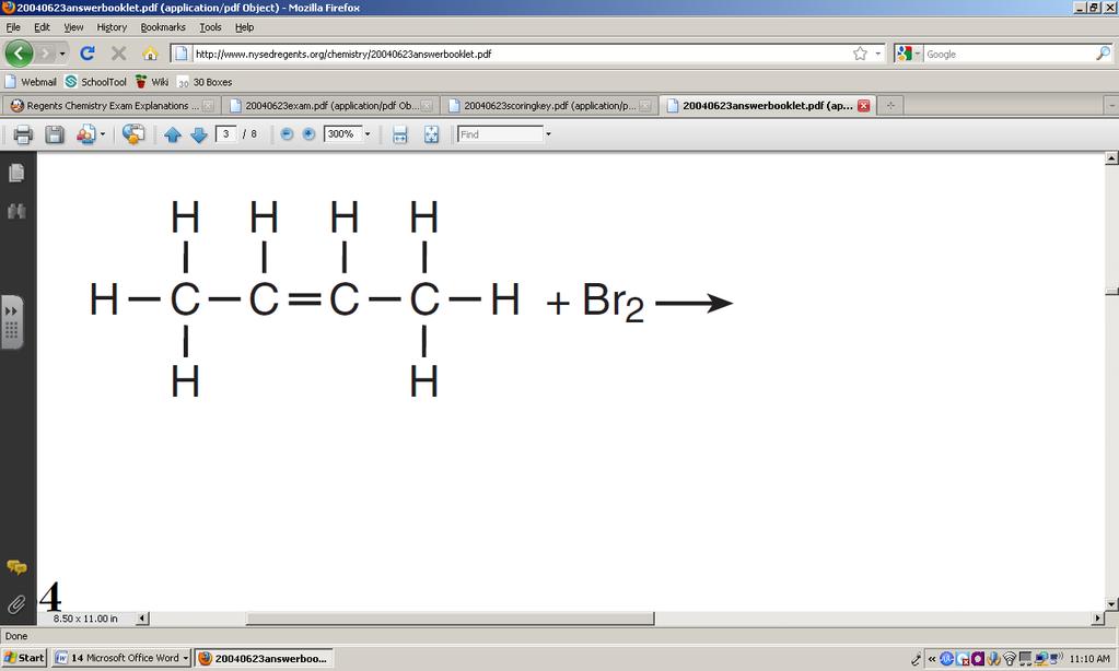 In the space to the right of the reactants and arrow below, draw the structural formula for the product of the reaction shown. 16.