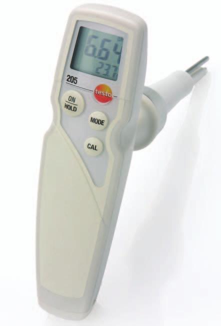 testo 205 Fast and convenient measurement during production The professional ph measuring instrument for the food sector testo 205 is a ph measuring instrument, developed together with experts from