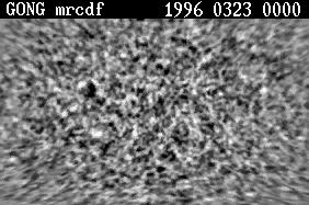Solar oscillations The standard solar model can be tested by neutrino measurements solar oscillations one network day (24 h ) of GONG p-mode images from March 23, 1996 Small amplitude/low frequency