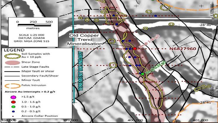 aircore on the width and grade of mineralisation Follow down dip the eoh mineralisation on the Korong South section Confirm the pathfinder signature to