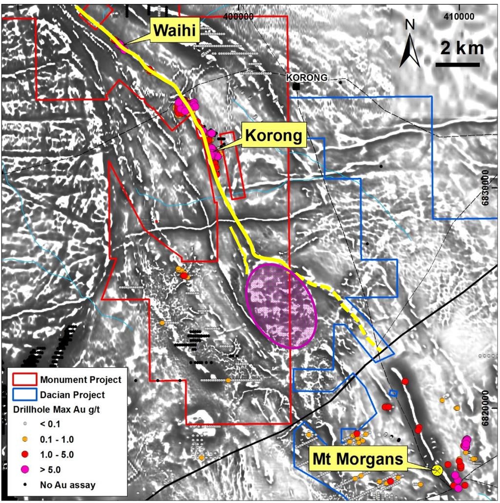 Monument Gold Project Implications and Next Steps The 16km long target zone is beginning to yield