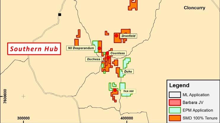 tenement costs Renewed JV and project interest with rising commodity (Cu) price Northern Hub Barbara Style Cu Au Co, IOCG and Sedex Ag Pb Zn