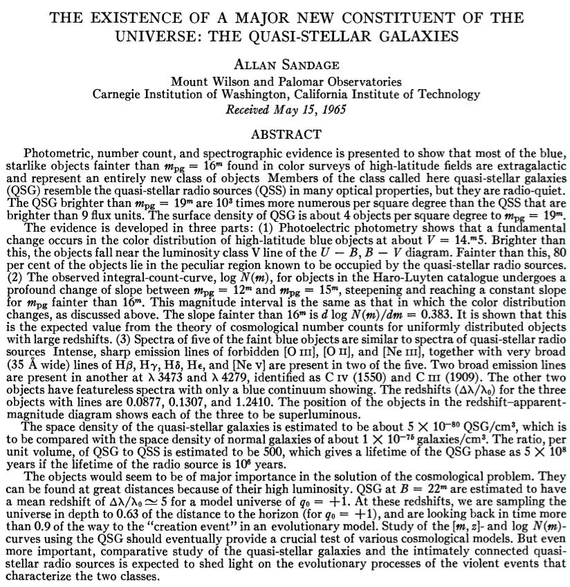 1965: not all quasars are radio sources September