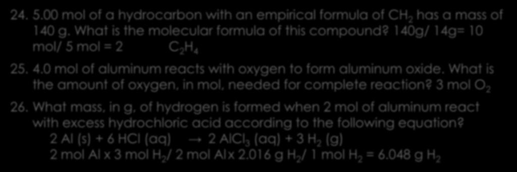 Molecular formulas, empirical formulas, Stoichi. 24. 5.00 mol of a hydrocarbon with an empirical formula of CH 2 has a mass of 140 g. What is the molecular formula of this compound?