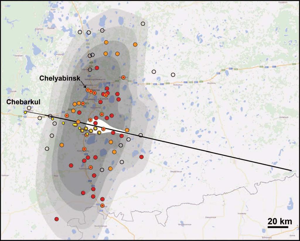 Map of glass damage with models of overpressure 7,