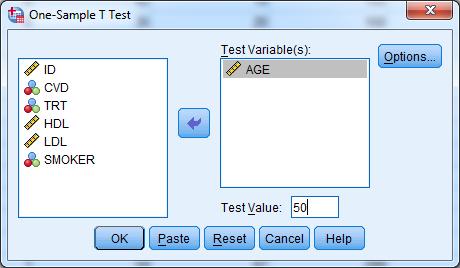 S P S S G u i d e F o r M M I 4 0 9 P a g e 3 T Test One Sample T Test 1) Setup Data 2) Compare Means -> One Sample T Test 3) Select Test Variable 4) Enter Test Value 5) Click OK One-Sample