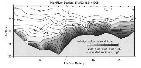 Lower Hudson ETM: near GW Bridge high deposition rates after spring freshet high sediment