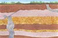 Make a sketch of Figure A. On it, identify the relative age of each rock layer, igneous intrusion, fault, and unconformity. For example, the shale layer is the oldest, so mark it with a 1.