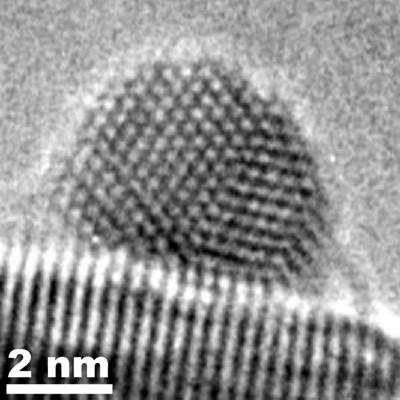 HRTEM image of an Ag particle on ZnO BF-STEM image of