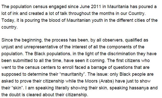 Census Drama Mauritania attempts Census in 2011 but is blocked by