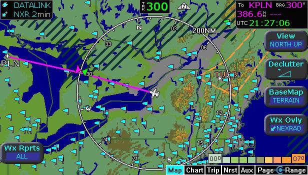 Using Datalink (Optional) METAR Data In addition to providing a second NEXRAD view, Multilink can provide more weather information in the form of graphical METARs.