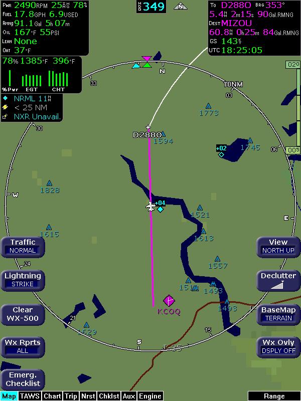 Map Page 2.3 Map Page Symbols Runways and Flight Plan When looking at the Map Page in short range, you can see details, such as runway diagrams, that are not available at longer ranges.