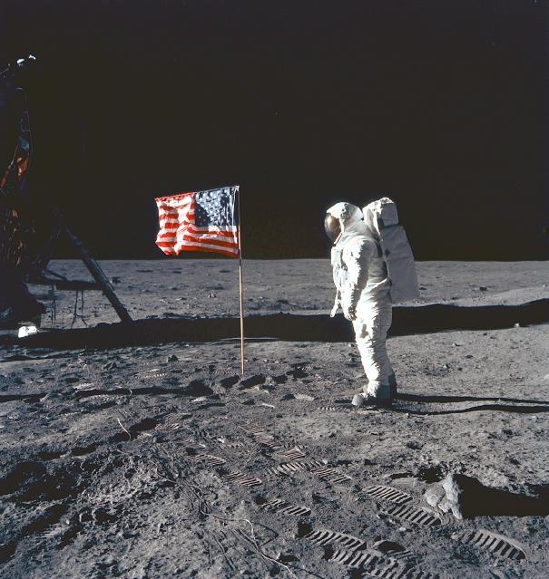 July 20, 1969 Apollo 11 makes soft landing on the moon with Moon lander, "Eagle".