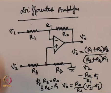So here this is a combination of both the inverting and non-inverting opamp, if only v1 is present and v2 is not present then by virtue of this short this point will also be shortened, which